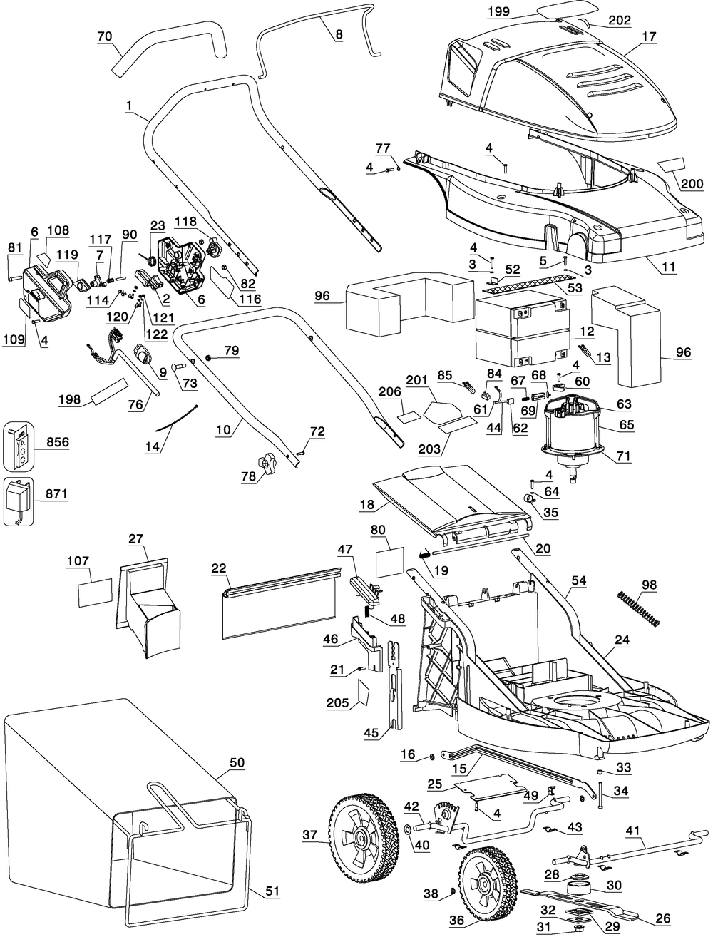 Page A Diagram and Parts List for CMM1200 Type 4 Black and Decker Lawn Mower